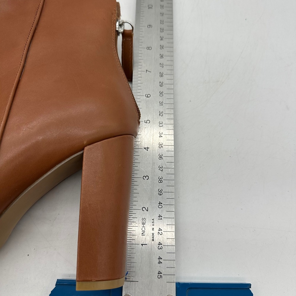 Steve Madden Womens 10 Trista TRIS02S1 Cognac Leather Ankle Block Heel Boots - Picture 8 of 12